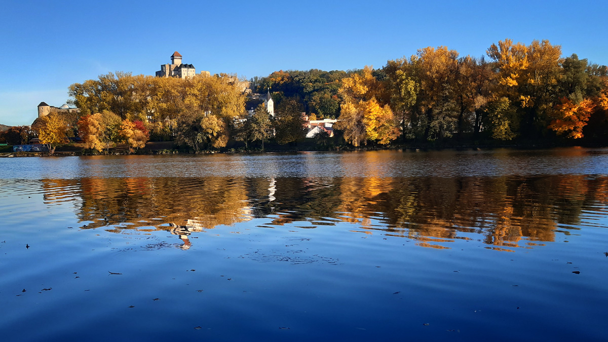 Trenčín castle and river Váh